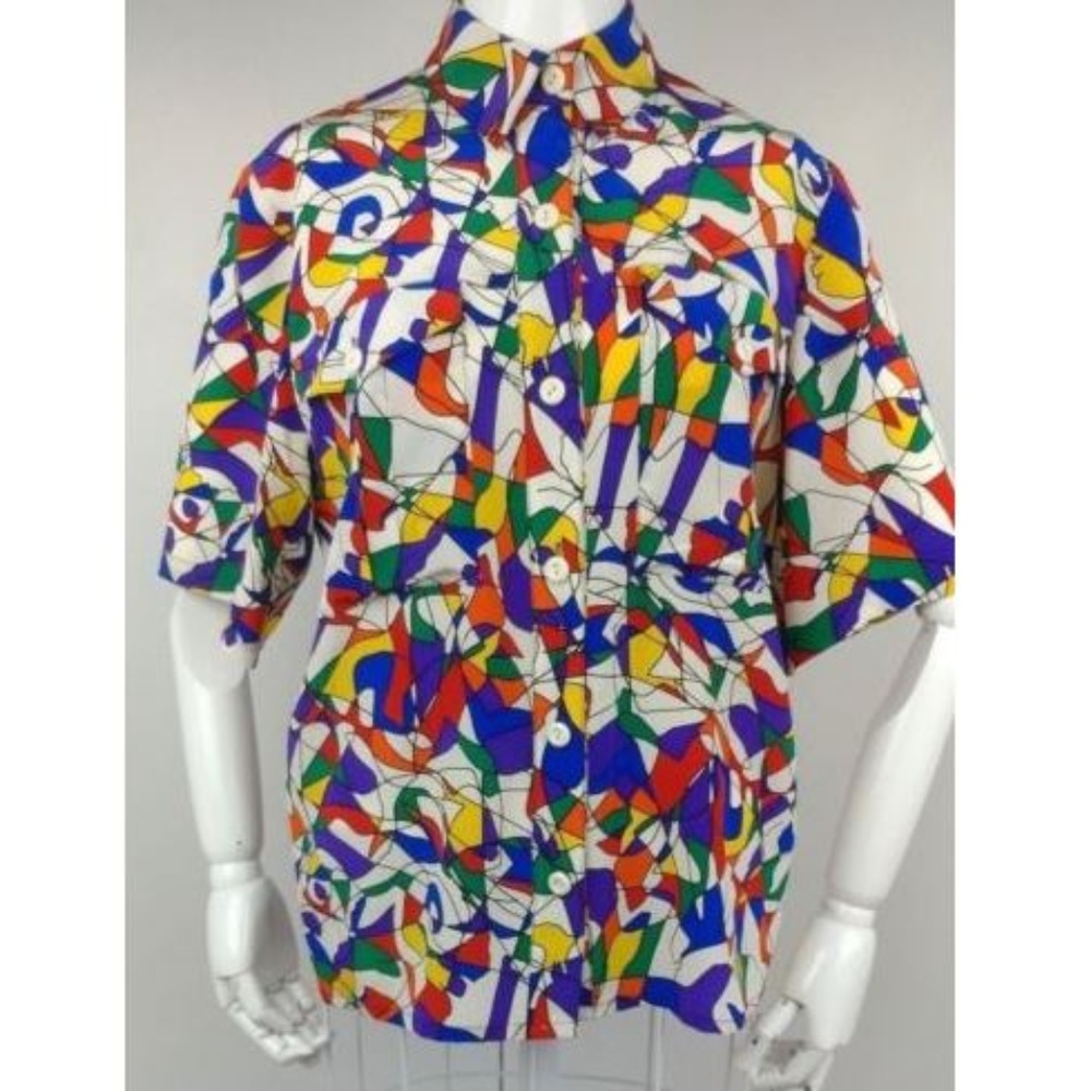 VTG 80s Francesca of Damon 100% Silk RAD Blouse 6 - Picture 1 of 8
